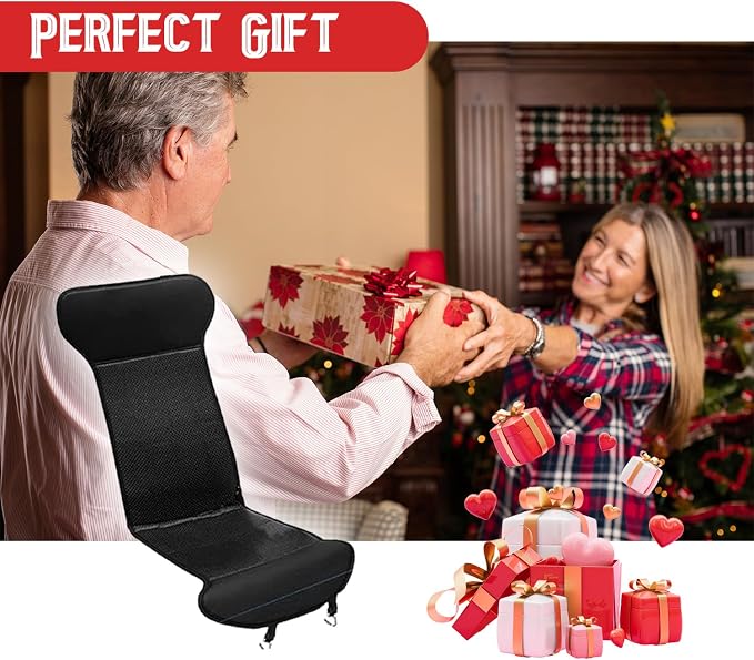 ZONETECH Car Seat Cover, Black Leather Seat Covers for Cars, Comfortable Amazon Car Seat Covers Full Back Support Promote Blood Circulation Relieve Fatigue 2 Car Seat Cushions Intergrated