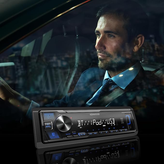 KENWOOD KMM-BT270U Bluetooth Digital Media Car Stereo Receiver with USB Port – AM/FM Radio, MP3 Player, High Contrast LCD, Detachable Face Plate, Single DIN, 13-Band EQ
