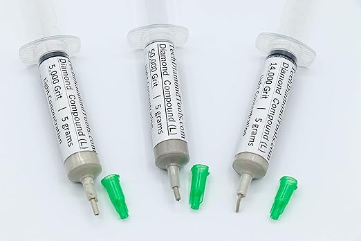 TechDiamondTools Kit of 3 Diamond Polishing Compound Polishing Paste USA Made 5000 14000 50000 Grit for Marble Glass Metal Rock Jewelry Resin Silver Gemstone with 10% of Diamond Powder