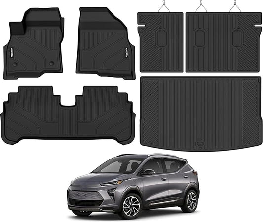 Tongama-Floor Mats for 2022-2024 Chevrolet Bolt EUV (Not for EV), All Weather TPE Floor Liners and Trunk Mat and Backrest Mats Protectors for Chevy Bolt EUV Waterproof Interior Accessories