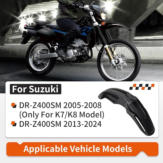 Black Front Fender for Suzuki DR-Z400SM 2005-2024 53111-29FA0-019