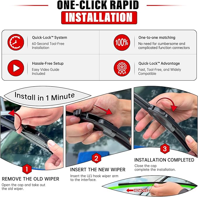 Windshield Wiper Blades Replacement for Acura RDX Infiniti QX50 Nissan Murano 2017 2018 2019 2020 Original Factory Quality Front Rear Wipers Blade Set - 26" 18" 12" (Piece of 3)