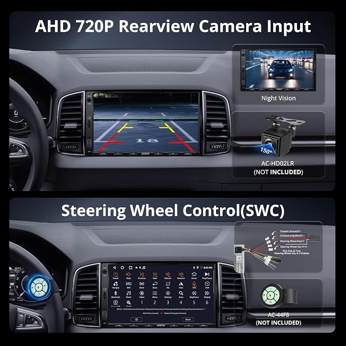 ATOTO A5L 7inch Android Double DIN Car Stereo, Wireless CarPlay&Android Auto, Wi-Fi/USB/BT Tethering, QLED Touch Screen Car CarPlay, DSP, MirrorLink, FM&SS Radio, HD LRV, HDMI Out, AI&GPS Tracking