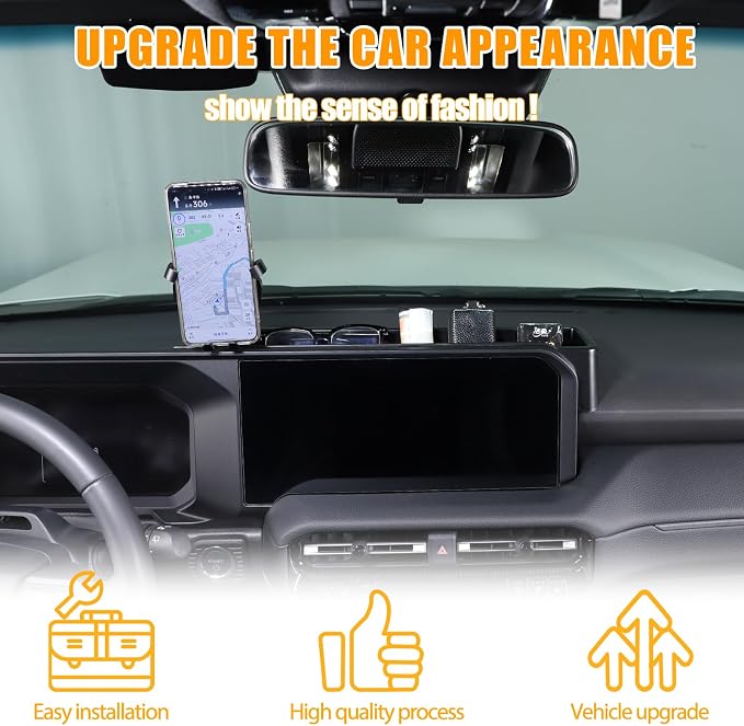 Center Console Dash Organizer Tray Compatible with Toyota Land Cruiser 250 Prado 2024 2025 2026 Navigation Screen Rear Insert Auxiliary Storage Box,Phone Holder Accessories (Style B)