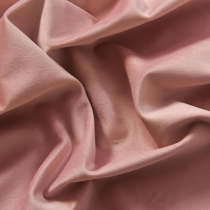 Roslynwood Luxury Soft Dusty Pink Velvet Curtains 90 inches Long Back Tab Thermal Insulated Blackout Window Drapes for Living Room/Bedroom/Dining Room, W52 x L90, 2 Panels