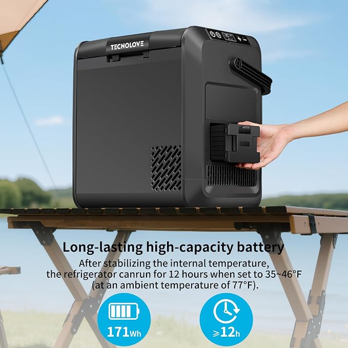 173Wh Detachable Battery for 12V Car Refrigerator Replacement Battery for Compatible Automotive Coolers Compact Auxiliary Battery for Travel Use