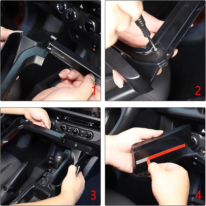 Aunginsy Center Console Gear Shift Storage Box Compatible with Toyota Tacoma 3rd Gen 2016-2023 Gear Shift Box Side Panel Organizer Tray Armrest Storage Box ABS Accessories, Not Fit Manual Transmission