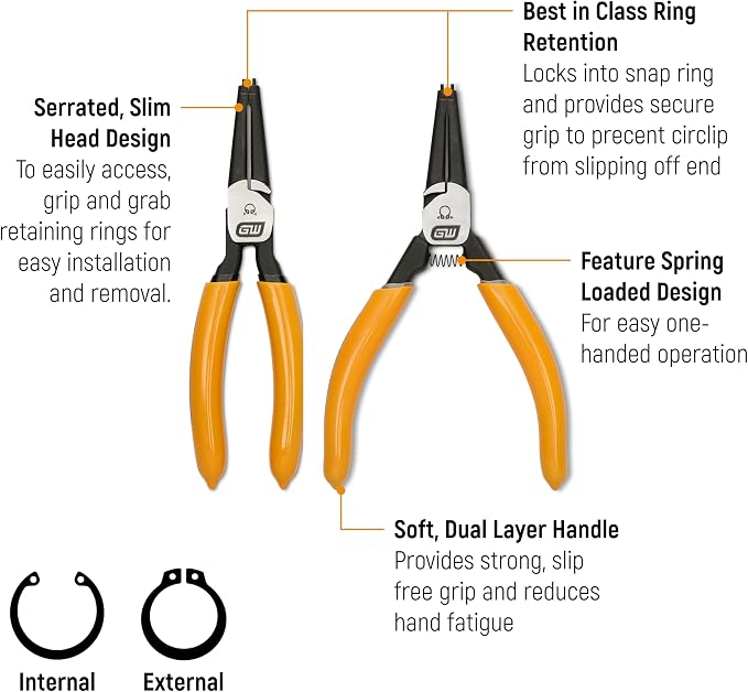 GEARWRENCH 4 Pc Snap Ring Pliers - 7" & 9" Straight Int/Ext | 89701