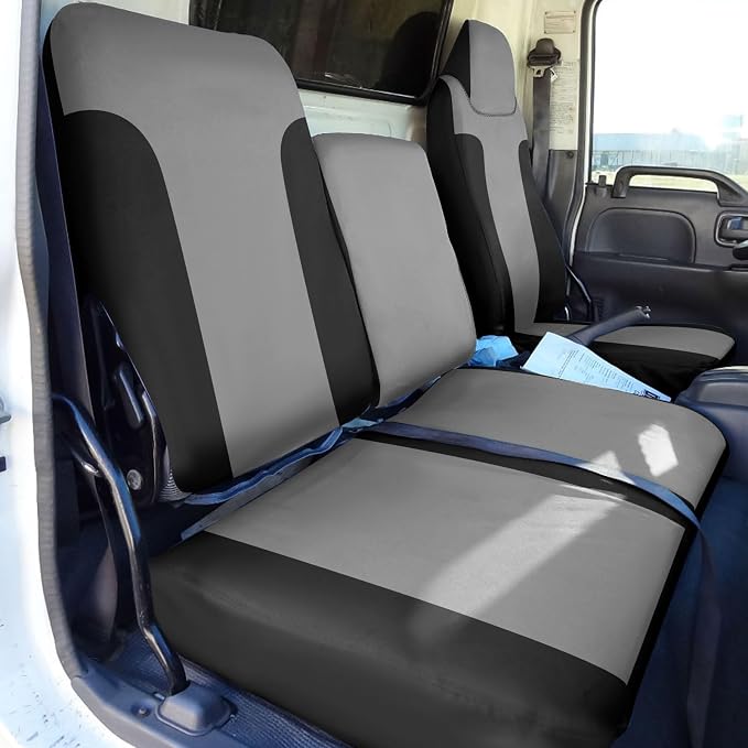 SAPUBK Custom-Fit Front Seat Cover Replace for 1995-2005 Isuzu NPR 40/60 Split Bench, Knitted Fabric with Back Soft Foam Lining Breathable Seat Cover