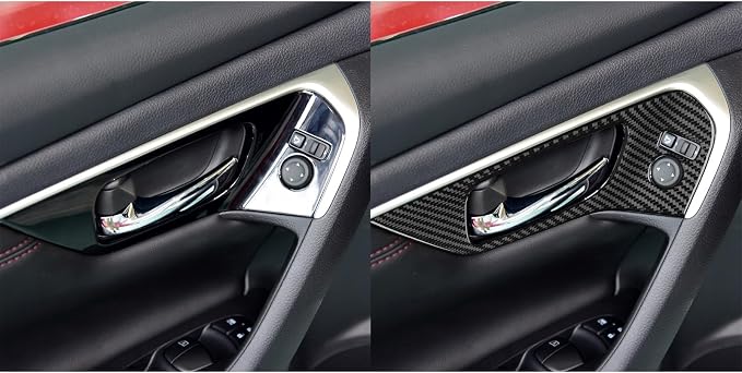 Soft Real Carbon Fiber Compatible with Nissan Altima 2013 2014 2015 2016 2017 2018 Interior Accessories Front Inner Door Handle Cover Trim Decal