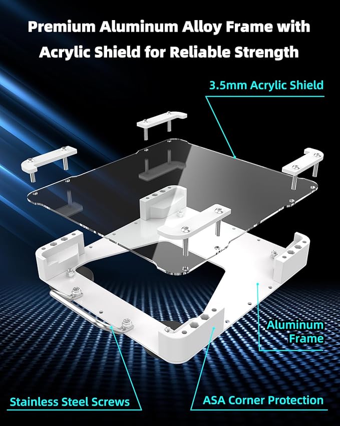 Starlink Mini Magnetic Roof Car Mount, Aluminum Frame with 3.5mm Acrylic Shield, Strong Magnetic Hold, Quick Install, Weatherproof, Hail & UV Resistant, Portable for RV, Camper Van, SUV, Boat – Silver