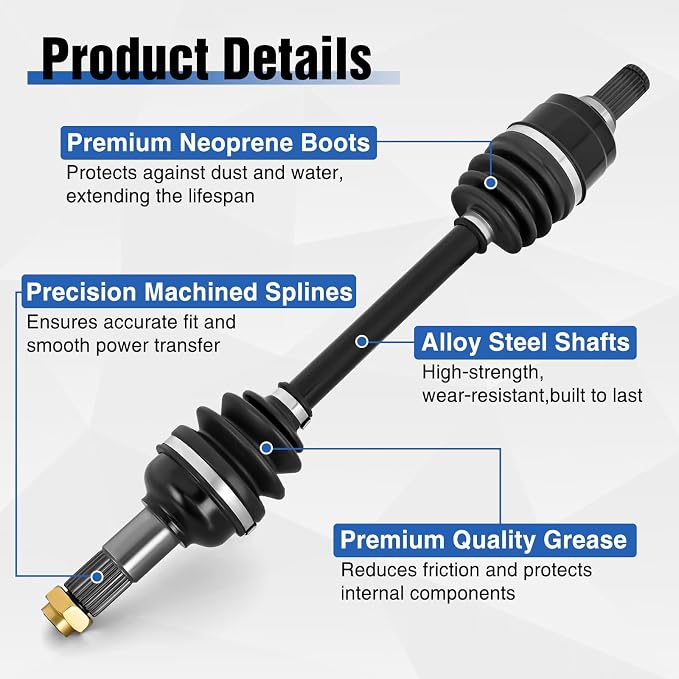Frokom Rear CV Axle Drive Shaft for Yamaha 2009-2014 Grizzly 550, 2007-2015 Grizzly 700