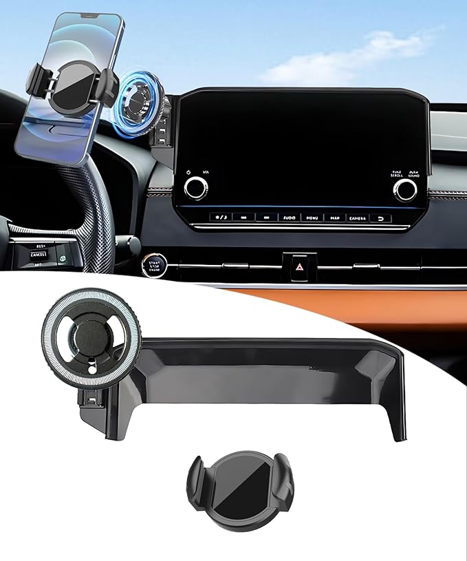 Magnetic Car Phone Mount for 2022 2023 2024 Mitsubishi Outlander SE SEL Accessories, for MagSafe Strong Magnets Cell Phone Holder 9-Inch Touch Screen Cradles, with Portable Phone Gripper