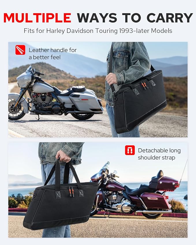 Benlari Saddlebag Liner Bags, Hard Saddle Liner Bags 900D Oxford Motorcycle Insert Storage Bag Fit for Harley Davidson Touring Road Glide Street Glide Road King Electra Glide 1993-2025 (2 Bags)