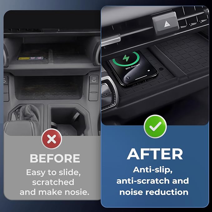Wireless Charging Protective Mat for Toyota RAV4 2026, Center Console Interior Accessories Silicone Anti-Slip Wireless Charger Cover Pad for 2026 RAV 4, Black