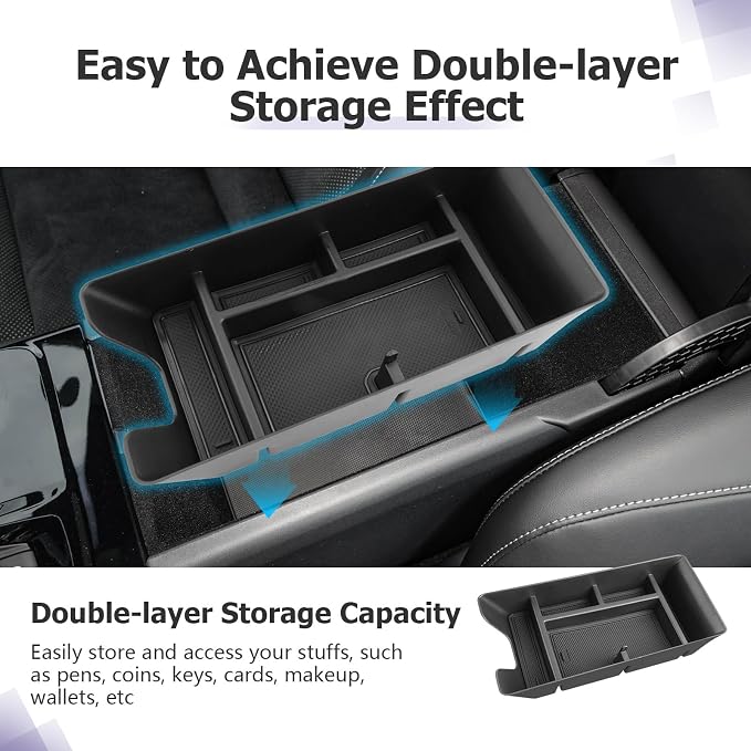 LUWU 2025 2026 Camry Accessories for 2025 2026 Toyota Camry Accessories Center Console Organizer Armrest Storage Box, Center Console Cup Holder Black 2-Pack