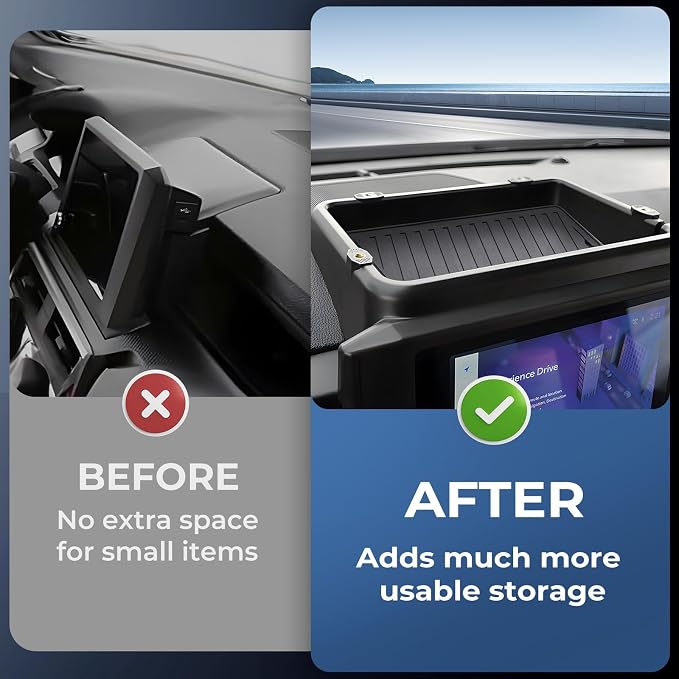 Dashboard Storage Tray Dash Organizer for Toyota Tacoma 2026 2025 2024 & 4Runner 2026 2025 (Only for 8 inch Screen), Interior Accessories Center Console Organizer Storage Tray, Black