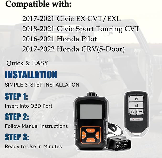 KR5V2X DIY Remote Key fob kit Replacement for 2016-2021 Honda Pilot/ 2017-2022 Honda CRV 5-Door/ 18-21 Civic Car Keyless Entry Remote Control