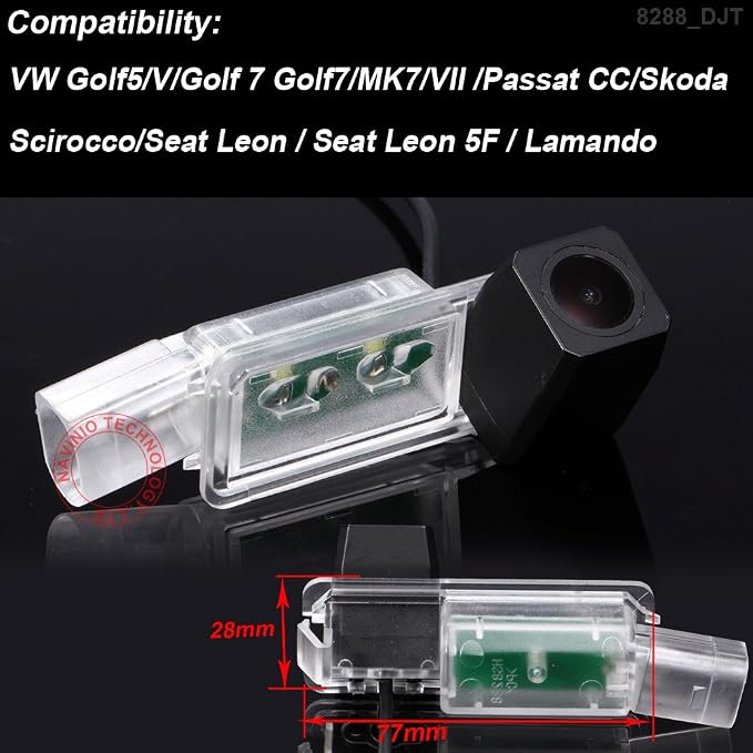 Super Pro HD Waterproof Car Rear View Backup License Plate Light Camera Night Vision, for VW Golf5/V/Golf7 MK7/VII/Passat CC/Skoda Scirocco/Seat Leon/Seat Leon 5F/Lamando/Golf 5 V/Passat 3C Limouine