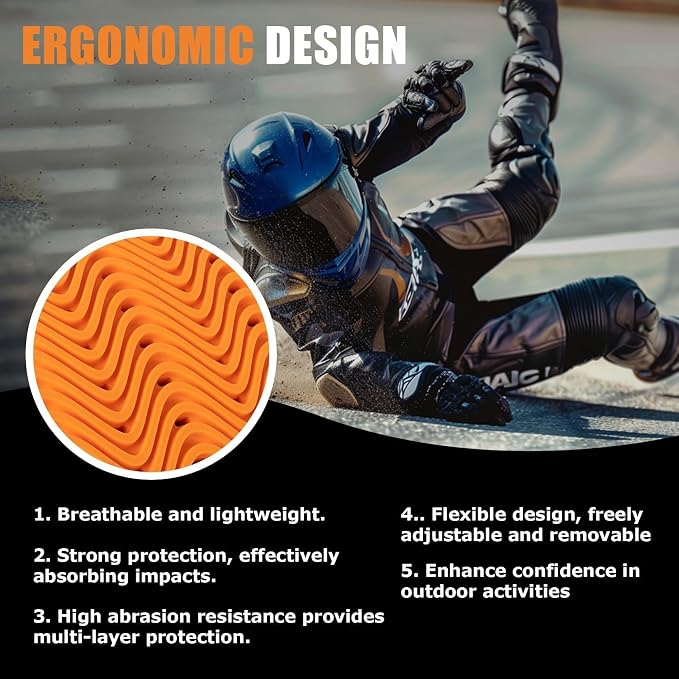 PSLER Full CE Level 2 Certified Motorcycle Armor Back Pad, Elbow and Shoulder Protection Pads Set for Motorcycle Jackets, 5PCS
