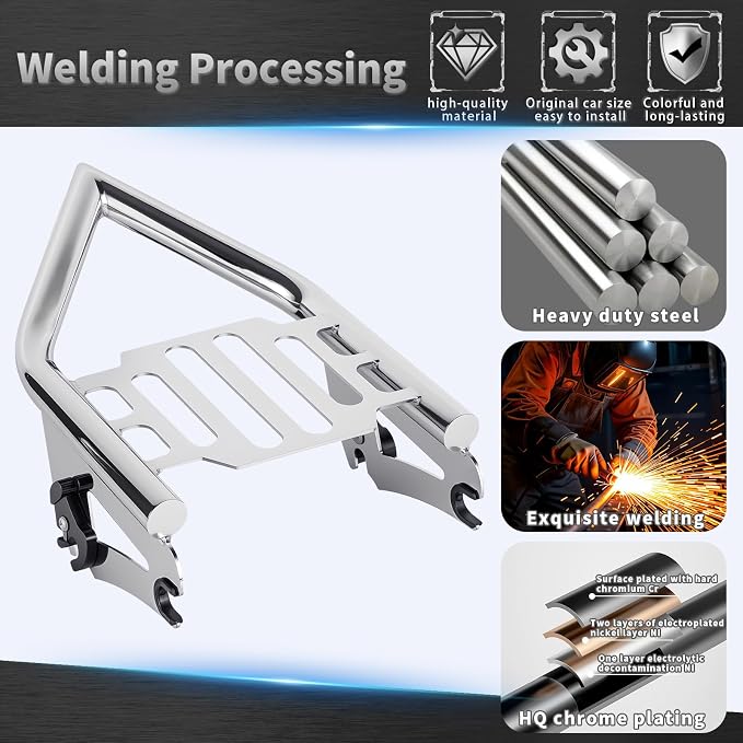 Detachable Luggage Rack for Harley Touring 2009-2026 Street Road Electra Glide/Road King, Chrome（Classic）