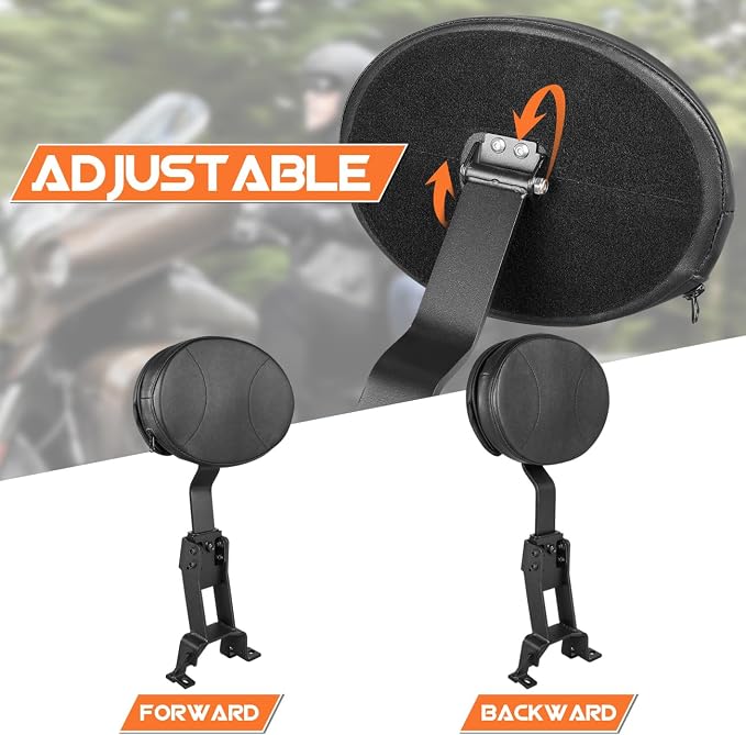 AUFER Front Driver Rider Plug-In Backrest Sissy Bar With Back Rest Pad Mounting Kit Compatible With For Chief Chieftain Classic Roadmaster Springfield 2014-2025 (Detachable,Adjustable)