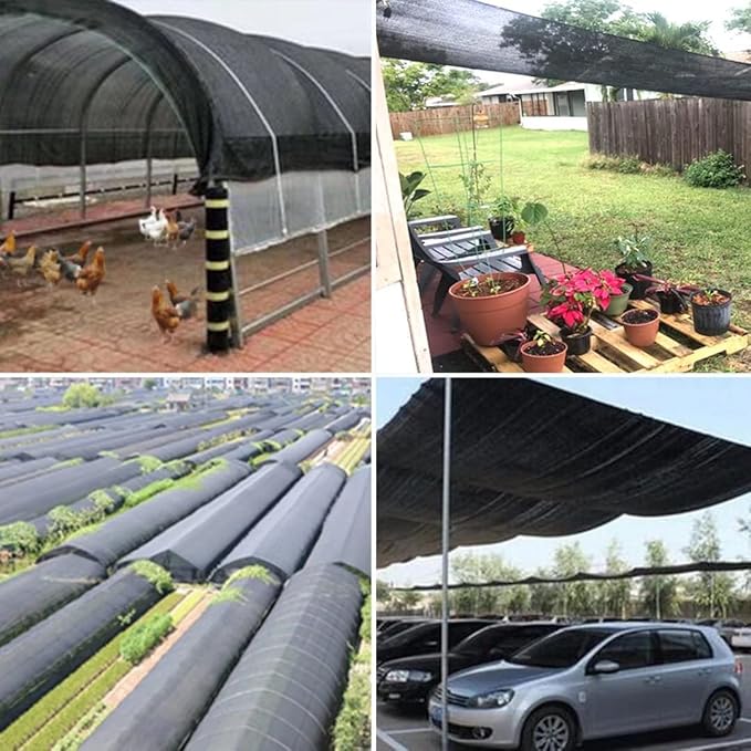 Shade Cloth for Plants Greenhouse, 80-90% Sunblock Shade Sails for Outdoor Garden Pergola Patio Lawn, Easier to Hang Sun Protection Neting Covers for Kennel Chicken Coop, 8x12 FT
