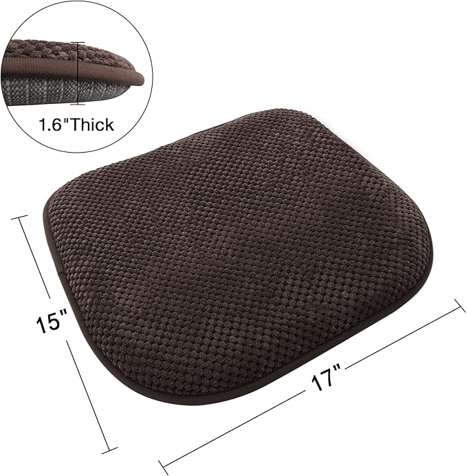 Brown Kitchen Chairs Cushions Set of 2 Non Slip Foam Patio Seat Cushions Washable Soft Thick Pads Large Wooden Metal Tapered Dining Chair Cushions,17" x 15"