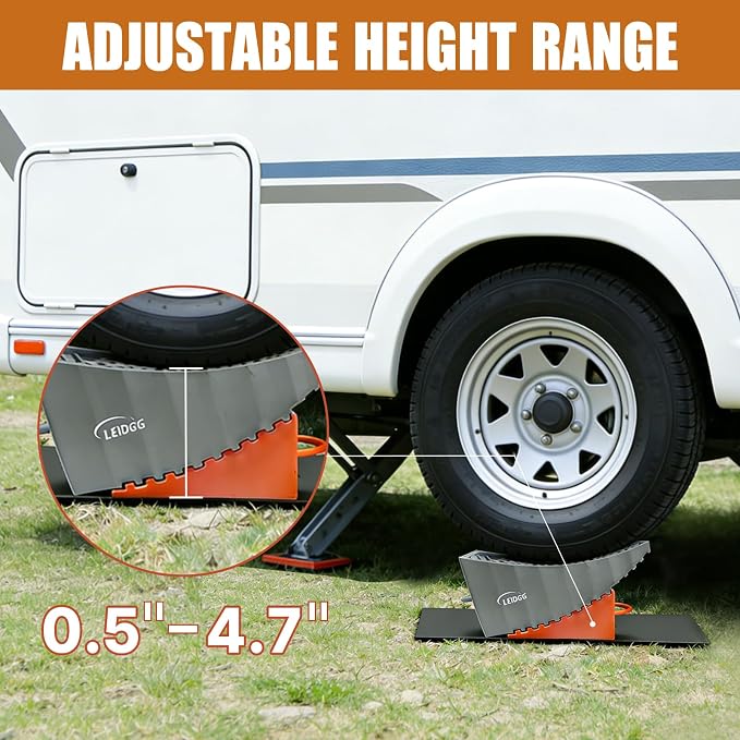 RV Leveling Blocks with Handles, 35000 LBS Load Capacity, Adjustable 0.5" to 4.7" Heavy Duty PP Camper Leveler for Travel Trailer, RV, Truck with Level & Carry Bag
