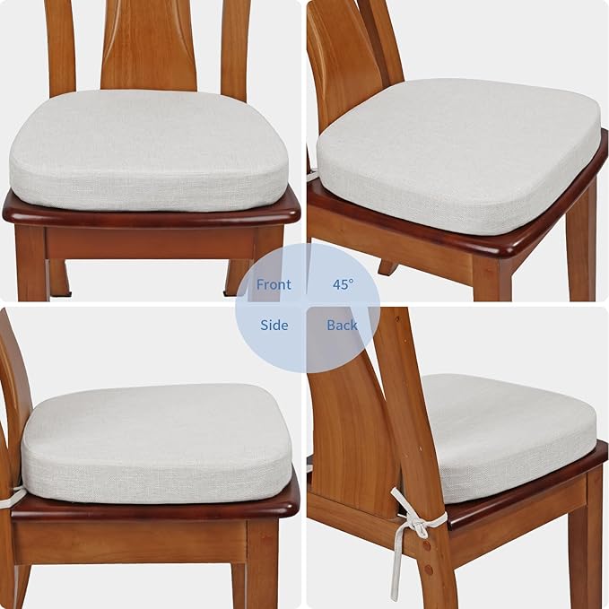 BUYUE Thickened 2.5" Dining Chair Cushions Set of 6, U-Shape High Density Foam Comfortable Chair Pads for Kitchen, Slip Resistant Indoor Seat Cushions (6 PCS, Light Grey)