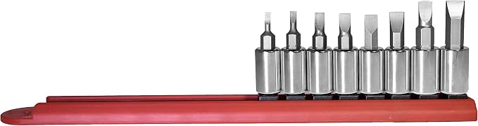 Mayhew Tools 16011 Slotted Socket Bit Set, Chrome Plated, 8-Piece