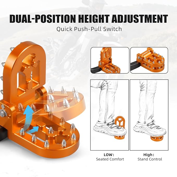 NICECNC Orange Adjustable Rear Brake Pedal Compatible with Husqvarna 901 Norden 901/901 Expedition 2022-2025, Compatible with KTM 790 890 Adventure/R/S/Rally 2021-2025, 890 SMT 2023-2025