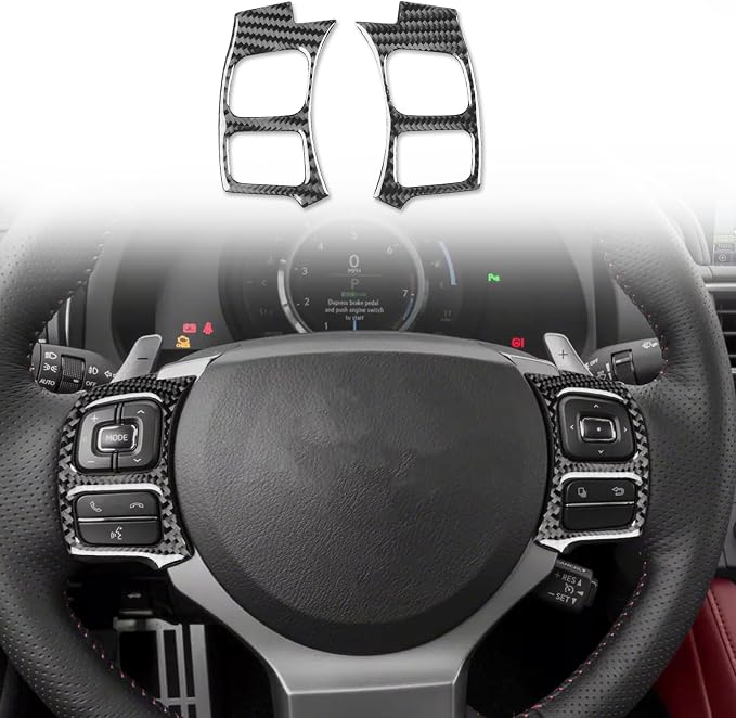 Soft Carbon Fiber Car Interior Steering Wheel Buttons 2/Piece Decorative Stickers for Lexus RC300 350 200T 15-24 Carbon Fiber Interior Accessories