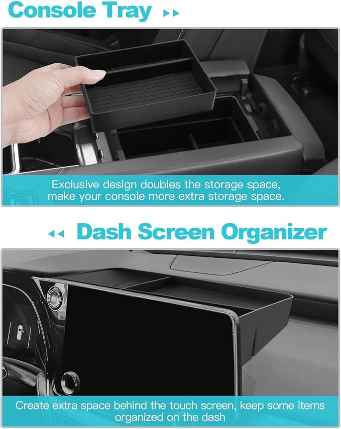 CDEFG 3Pcs for 2026 Lexus TX Center Console Organizer for 2024-2026 Lexus TX 350/500h/550h+ Accessories Middle Console Dual Trays Armrest Storage Box & Dashboard Storage Tray