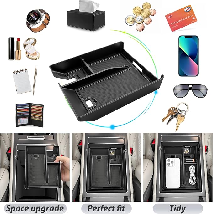 SKTU for 2024 2025 2026 Lincoln Nautilus Center Console Organizer for 2024-2026 Lincoln Nautilus (Premiere/Reserve/Black Label) Console Tray 2024 2025 2026 Nautilus Accessories ABS Armrest Storage Box