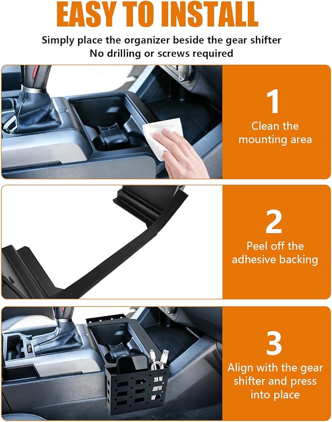Center Console Gear Shift Organizer for Tacoma 2016-2023 Automatic Only | Aluminum Alloy, Gear Shifter Side Storage Tray