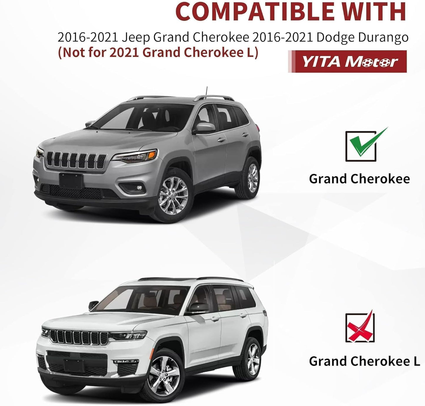 YITAMOTOR All Weather Floor Mats for 2022 Jeep Grand Cherokee WK, 2016-2021 Jeep Grand Cherokee/Dodge Durango, Custom Fit Floor Liners for 1st & 2nd Row, Black