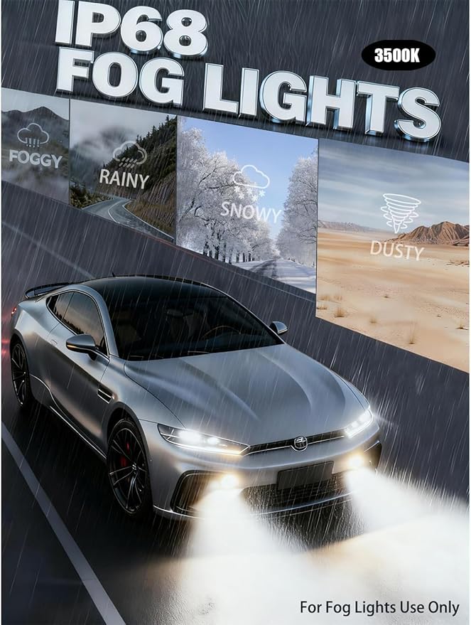 Termitor Latest H11/H8/H9 & 9005/HB3 Bulbs Combo, 110,000LM Brightness, 1:1 Mini Size 6500K Cool White IP68 Waterproof Automotive Replacement Combo 9005 H11 Fog Lights, Quick Installation, Pack of 4