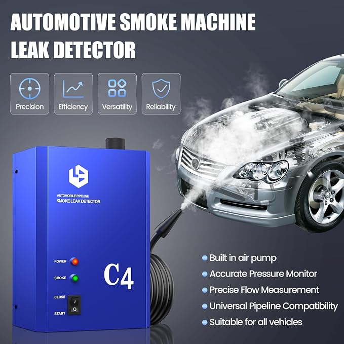 Smoke Machine Automotive Leak Detector, Smoke Machines Leak Tester for All 12V DC Vehicles in Vacuum,Fuel Diagnostic Pipe System,Built-in Air Pump (Oil Not Included)
