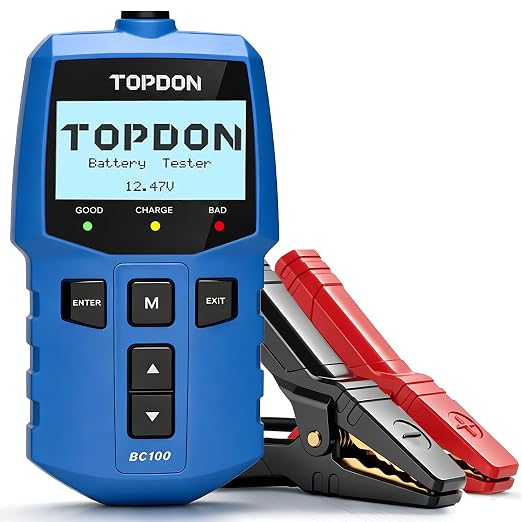 TOPDON BC100 Car Battery Tester 12V Automotive Battery Analyzer for Technicians & DIYers, 100-2000 CCA Digital Battery Load Tester, Fits Car, Truck, Motorcycle, ATV, SUV, Boat, Yacht, Golf Cart