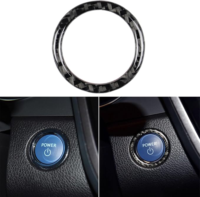 NVCNX Real Premium Carbon Fiber for Toyota Camry Accessories 2018-2024 2019 2020 2021 2022 2023 XSE/XLE/TRD Gas Hybrid Car Dash Engine Push Start Button Ring Cover Interior Trim Sticker Decal 1PC