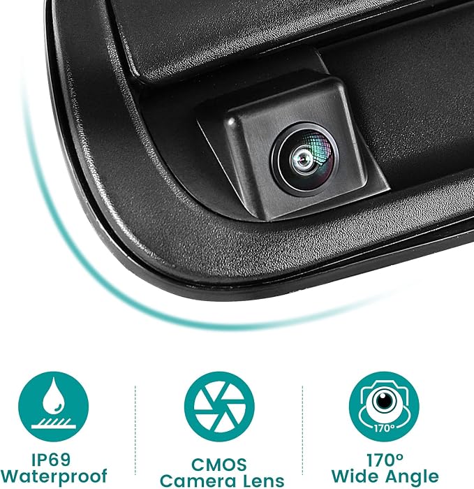 EWAY Tailgate Handle Backup Camera for Toyota Tundra 2000-2006 Reversing Camera Tailgate Liftgate Latch Handle Rear View Reverse Camera RCA Connector with Keyhole |Replaces# 69090-0C010 69090-0C030-C0