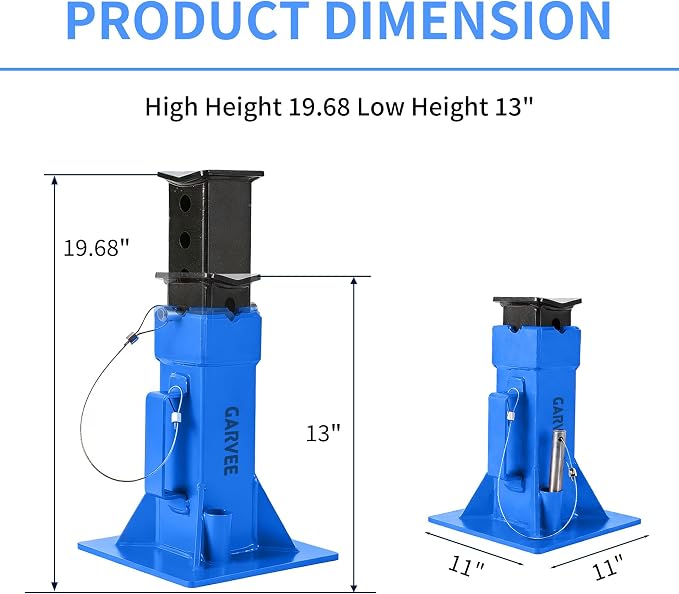 Garvee Heavy-Duty 22 Ton Jack Stands, 2 Pack Pin Type Supports with Quick-Lock for Trucks, RVs & Trailers, 13-19.68 Inch Adjustable Height, Professional Automotive Garage Equipment, Blue