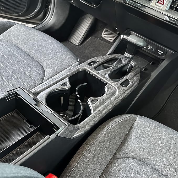 Car Center Console Gear Shift Panel Cover & Water Cup Holder Frame Trim - Compatible with KIA K4 2024-2026 Accessories-Wood