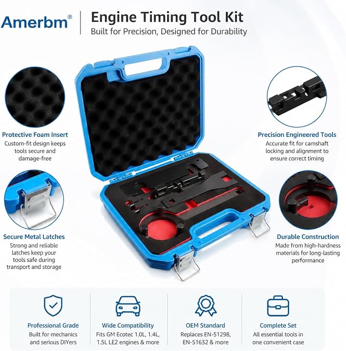 EN-51367 Engine Camshaft Timing Tool Kit Compatible with GM Chevy Cruze Malibu Buick Encore Opel 1.0 1.4 1.5T Ecotec Engine, Cam Shaft Locking Alignment Holding Fix Tool Set Replaces EN-51298