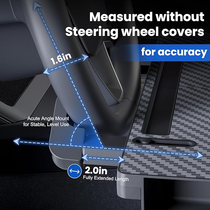 2-in-1 Car Steering Wheel Desk Tray & Slim Seat Gap Filler Organizer, Foldable Car Table for Eating Working, Carbon Fiber Car Laptop Tray & Seat Organizer for Car SUV Truck