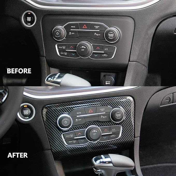 for Dodge Charger 2015-2023 Interior Accessories Central Control Air Conditioning A/C Panel Cover ABS Carbon Fiber