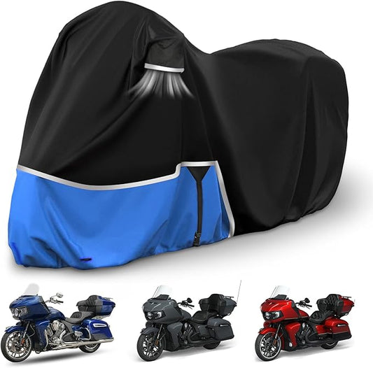 Waterproof Motorcycle Cover Replace for Indian Roadmaster/Pursuit, 420D Oxford Cloth Customized Motorcycle Cover for Snow Rain Dust Protection