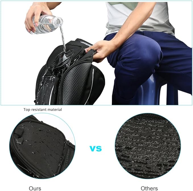 Motorcycle Tank Bag, Water Resistant with Super Strong Magnetic Gas Oil Fuel Tank Bag Black bigger Window for Honda Yamaha Suzuki Kawasaki Harley