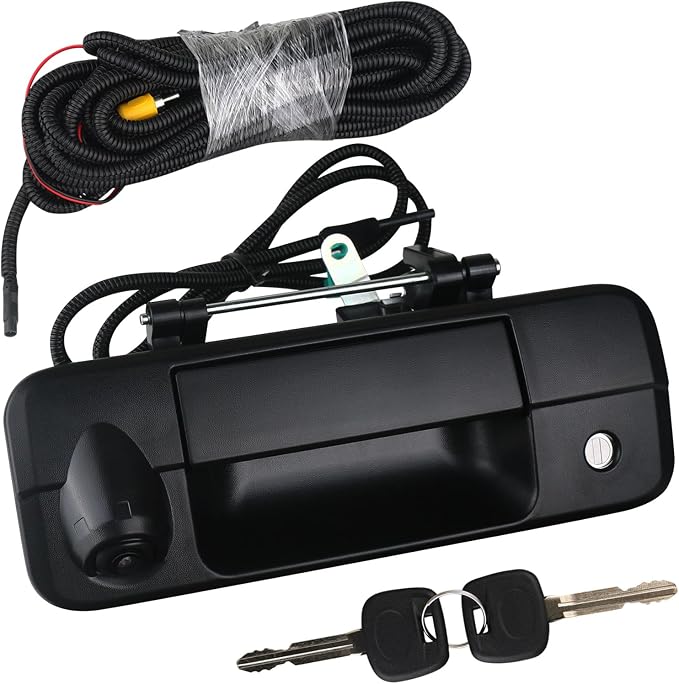 Backup Camera Tailgate Handle Rear View Camera Liftgate Latch Handle with Key Lock Cylinder Black fit for 2007-2013 Toyota Tundra Replaces 69090-0C051 690900C051